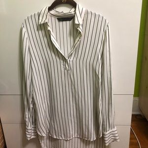 NWOT Zara Striped High-Low Blouse